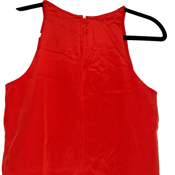 Theory Silk Sleeveless Top Size Petite Red Halter Neck Blouse Designer - Picture 7 of 8